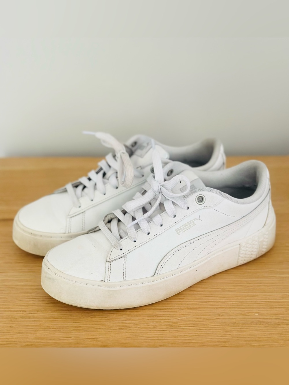 PUMA white thick sole sneakers